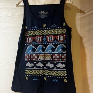 Threadless Navy 'Ugly Summer Sweater' Playful Colorful Graphic Tank